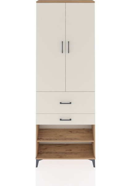 Arges Dolap 5 Raflı 2 Çekmeceli 2 Kapaklı 88X30X243 Çam-Aytaşı