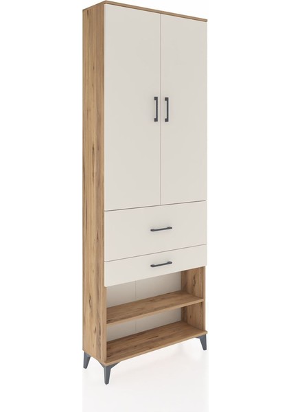 Arges Dolap 5 Raflı 2 Çekmeceli 2 Kapaklı 88X30X243 Çam-Aytaşı fiyatları