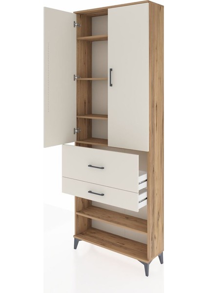 Arges Dolap 5 Raflı 2 Çekmeceli 2 Kapaklı 88X30X243 Çam-Aytaşı fırsatları