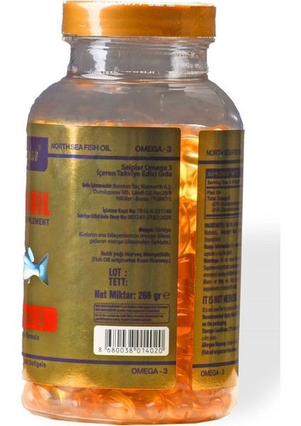 Balık Yağı Omega 3 Içeren Takviye Edici Gıda 1000 Mg 200 Softgels Kapsül modelleri