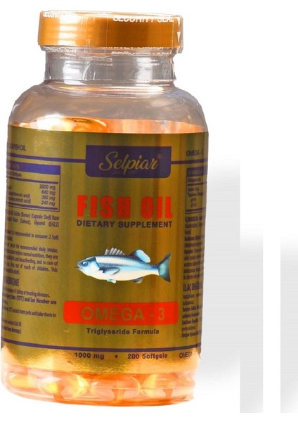 Balık Yağı Omega 3 Içeren Takviye Edici Gıda 1000 Mg 200 Softgels Kapsül