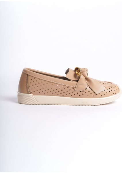 Lydıa Bağcıksız Ortopedik Rahat Taban Kalp Desenli Kadın Babet Ayakkabı Ckt - Ten