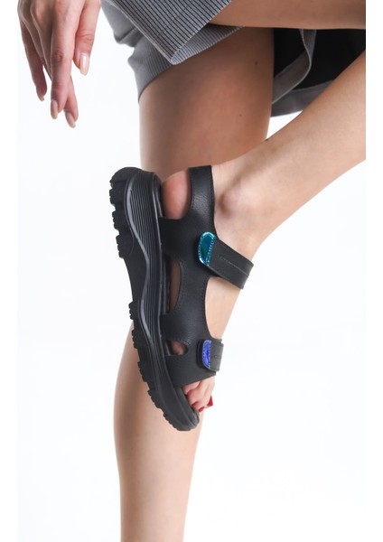 Lamıa Cırt Cırtlı Ortopedik Taban Kadın Sandalet Cst - Siyah fiyatları