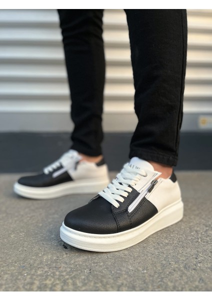 JY155 Warrior Bağcıklı ve Fermuarlı Cilt Erkek Günlük Sneaker Ayakkabı Cbt - Beyaz/siyah fiyatları