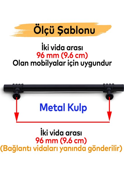 Mobilya Mutfak Çekmece Dolap Dolabı Kapak Kulbu Kulpu Kulpları (96 mm - 9.6 Cm) Siyah Metal fiyatları