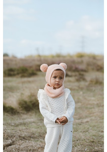 Ponponlu Unisex El Örgüsü Bebek/çocuk Bere-Boyunluk Takımı modelleri