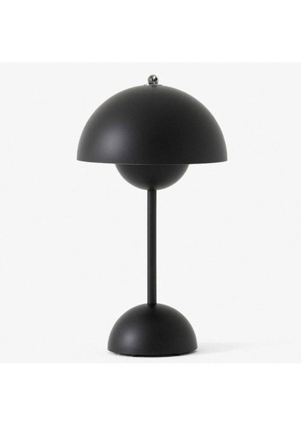Şarjlı 3 Modlu Yuvarlak Masa Lambası, LED Gece Aydınlatması, Siyah