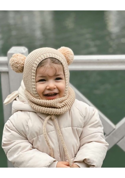 Ponponlu Unisex El Örgüsü Bebek/çocuk Bere-Boyunluk Takımı fırsatları