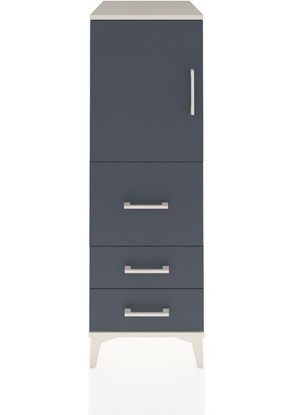 Kronos Dolap Tek Raflı 3 Çekmeceli Tek Kapaklı 44X59X134 Aytaşı-Antrasit