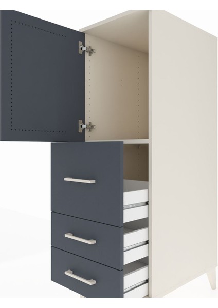 Kronos Dolap Tek Raflı 3 Çekmeceli Tek Kapaklı 44X59X134 Aytaşı-Antrasit indirimleri