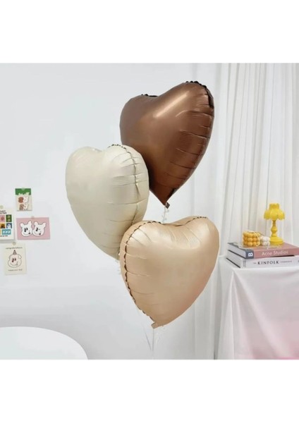 Retro Bej, Krem ve Karamel Kalp Balon Folyo 3 Adet fiyatları