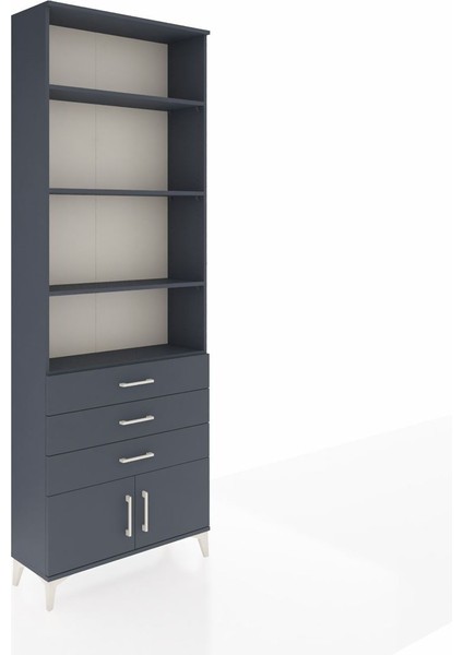 Arges Dolap 4 Raflı 3 Çekmeceli 2 Kapaklı 88X30X243 Antrasit-Antrasit fiyatları