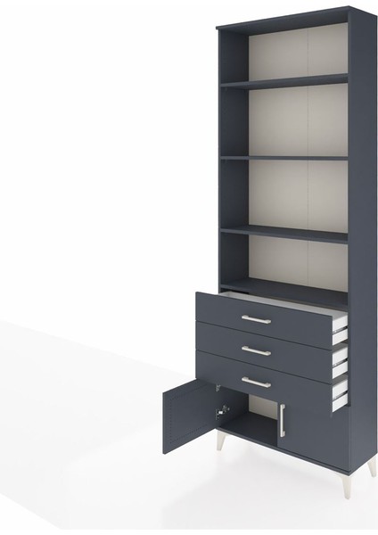 Arges Dolap 4 Raflı 3 Çekmeceli 2 Kapaklı 88X30X243 Antrasit-Antrasit fırsatları