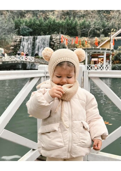 Ponponlu Unisex El Örgüsü Bebek/çocuk Bere-Boyunluk Takımı indirimleri