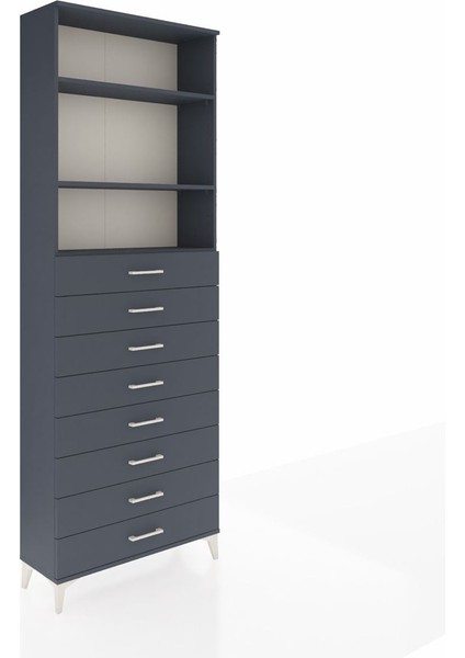 Arges Dolap 3 Raflı 8 Çekmeceli 88X30X243 Antrasit-Antrasit fiyatları