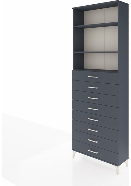 Arges Dolap 3 Raflı 8 Çekmeceli 88X30X243 Antrasit-Antrasit modelleri