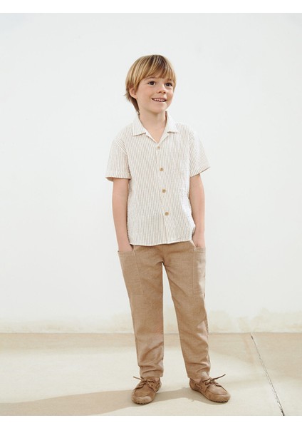 Yeni Sezon Keten Karışımlı Erkek Çocuk Kargo Pantolon