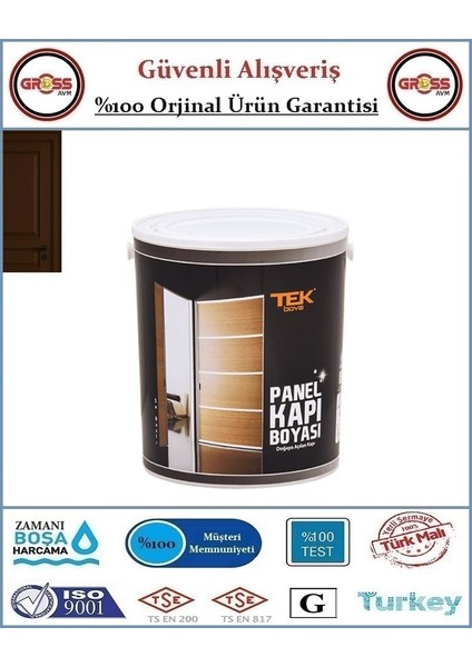 Su Bazlı Panel Kapı Boyası 2.5 Litre - Koyu Kahve