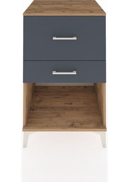 Kronos Komodin 2 Çekmeceli 60X59X96 Çam-Antrasit