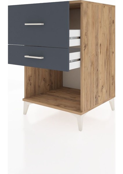 Kronos Komodin 2 Çekmeceli 60X59X96 Çam-Antrasit fırsatları