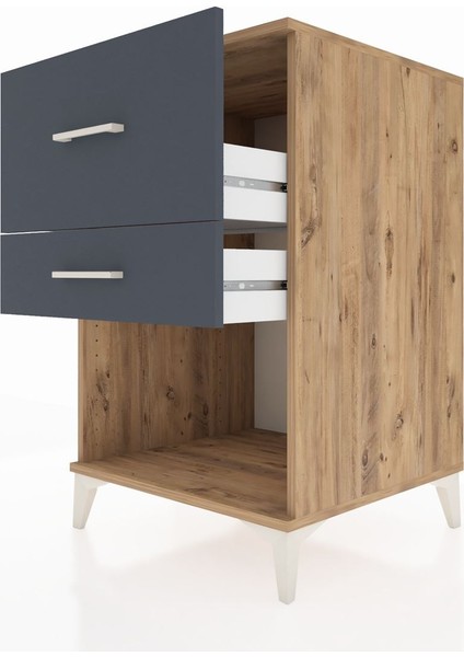 Kronos Komodin 2 Çekmeceli 60X59X96 Çam-Antrasit indirimleri