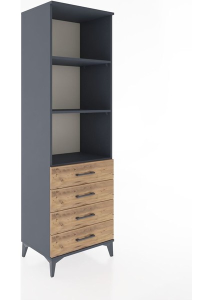 Hyperion Dolap 3 Raflı 4 Çekmeceli 60X44X195 Antrasit-Çam fiyatları