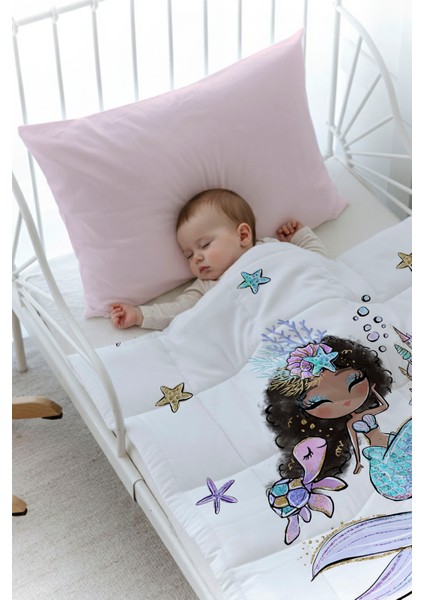 Organik Baskılı Montessori (100X200 Cm) Yorgan Seti - Iconic Serisi - Brunette Mermaid fiyatları
