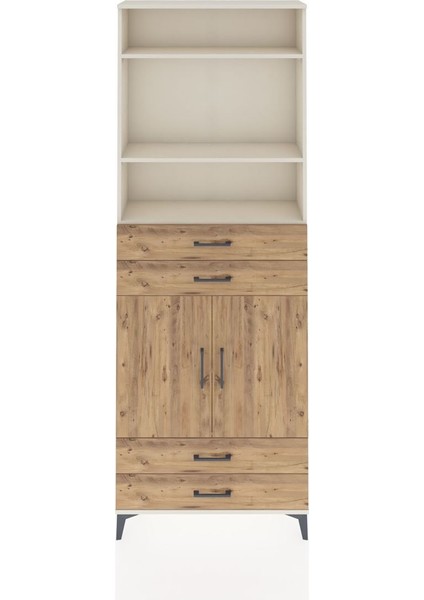 Arges Dolap 5 Raflı 4 Çekmeceli 2 Kapaklı 88X30X243 Aytaşı-Çam