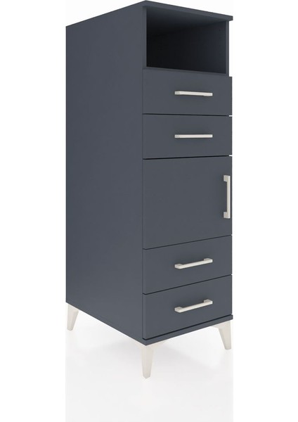 Kronos Dolap 2 Raflı 4 Çekmeceli Tek Kapaklı 44X59X134 Antrasit-Antrasit fiyatları