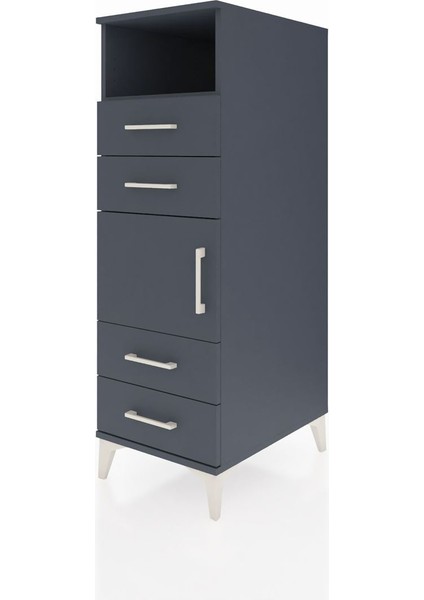 Kronos Dolap 2 Raflı 4 Çekmeceli Tek Kapaklı 44X59X134 Antrasit-Antrasit modelleri