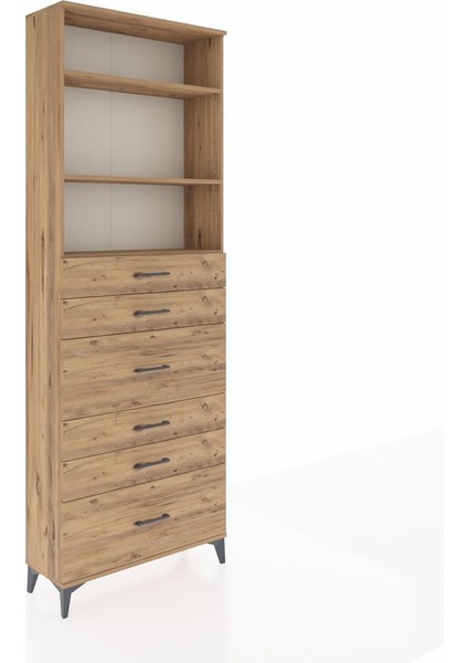 Arges Dolap 3 Raflı 6 Çekmeceli 88X30X243 Çam-Çam fiyatları