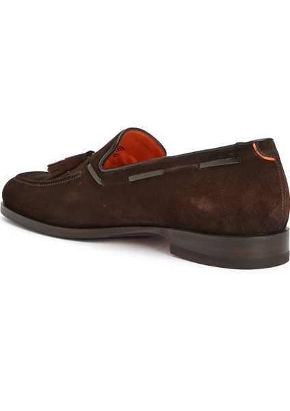 Brando Koyu Kahverengi Erkek Süet Loafer modelleri