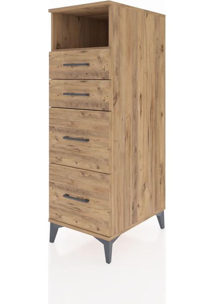 Kronos Dolap Tek Raflı 4 Çekmeceli 44X59X134 Çam-Çam modelleri