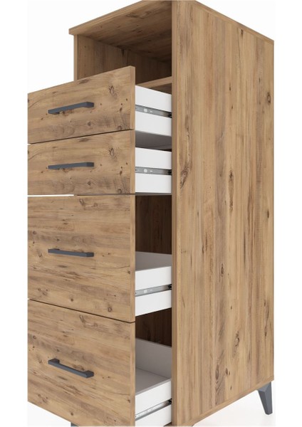 Kronos Dolap Tek Raflı 4 Çekmeceli 44X59X134 Çam-Çam indirimleri