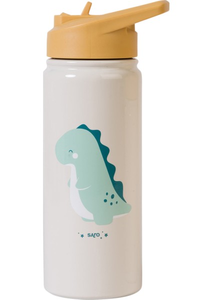 Happy Dino Paslanmaz Çelik Pipetli Termos Suluk 500ML