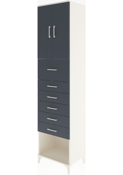 Hyperion Dolap 2 Raflı 6 Çekmeceli 2 Kapaklı 60X44X243 Aytaşı-Antrasit modelleri