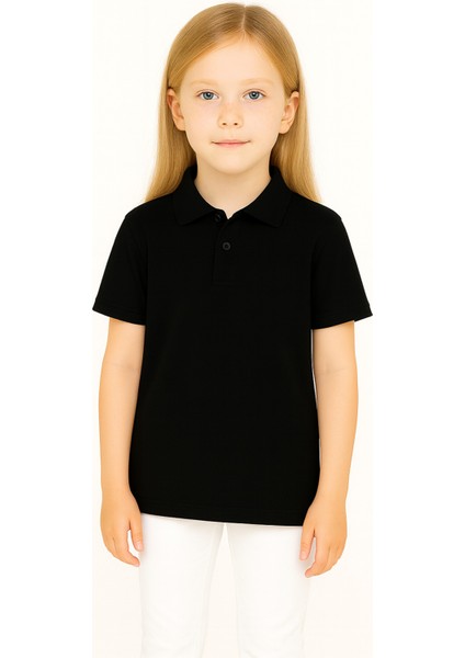 Çocuk Polo Yaka Tişört | Siyah | %100 Pamuk | Unisex | Okul & Günlük Kullanım fiyatları