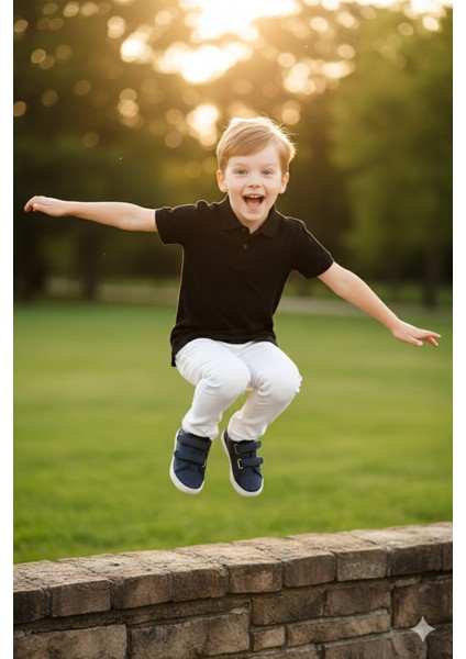 Çocuk Polo Yaka Tişört | Siyah | %100 Pamuk | Unisex | Okul & Günlük Kullanım fırsatları
