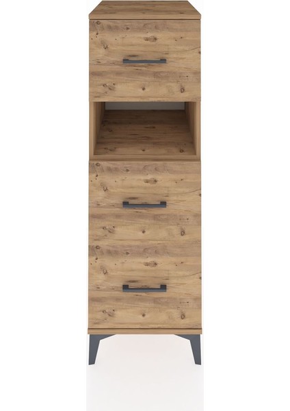 Kronos Dolap Tek Raflı 3 Çekmeceli 44X59X134 Çam-Çam