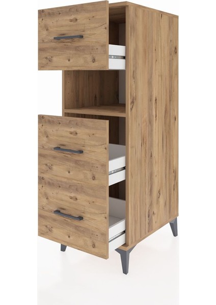 Kronos Dolap Tek Raflı 3 Çekmeceli 44X59X134 Çam-Çam fırsatları