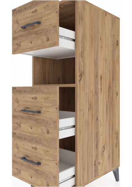 Kronos Dolap Tek Raflı 3 Çekmeceli 44X59X134 Çam-Çam indirimleri