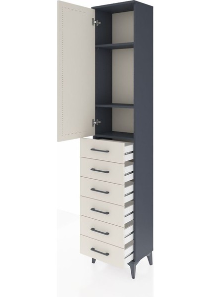 Arges Dolap 3 Raflı 6 Çekmeceli Tek Kapaklı 44X30X221 Antrasit-Aytaşı fırsatları