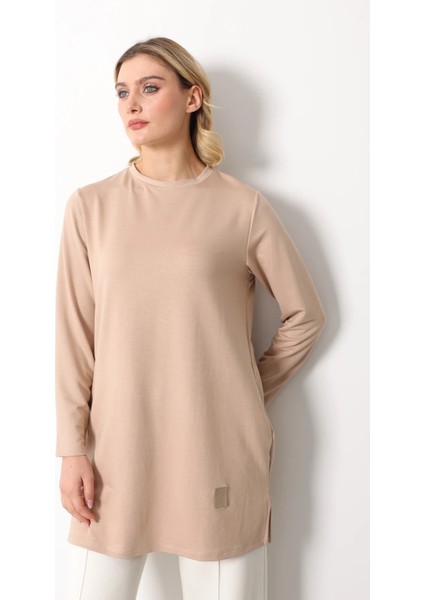 Kristal Bisiklet Yaka Armalı Uzun Tunik