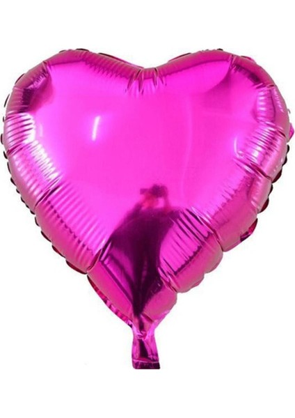 1 Adet 45CM Koyu Pembe Fuşya Renginde Kalp Şeklinde Folyo Balon