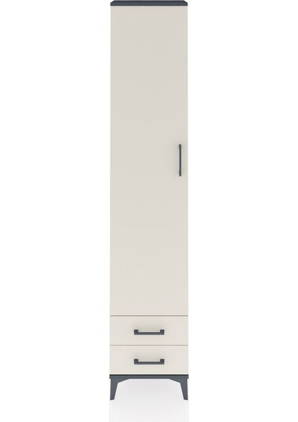 Arges Dolap 5 Raflı 2 Çekmeceli Tek Kapaklı 44X30X221 Antrasit-Aytaşı