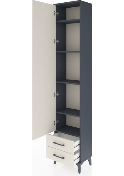 Arges Dolap 5 Raflı 2 Çekmeceli Tek Kapaklı 44X30X221 Antrasit-Aytaşı fırsatları