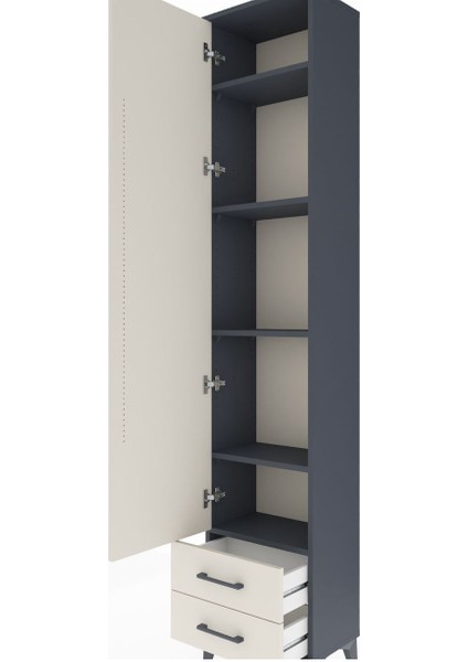 Arges Dolap 5 Raflı 2 Çekmeceli Tek Kapaklı 44X30X221 Antrasit-Aytaşı indirimleri