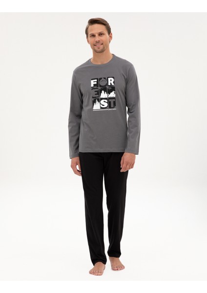 Erkek Koyu Gri Pijama Takımı 50322655-VR080