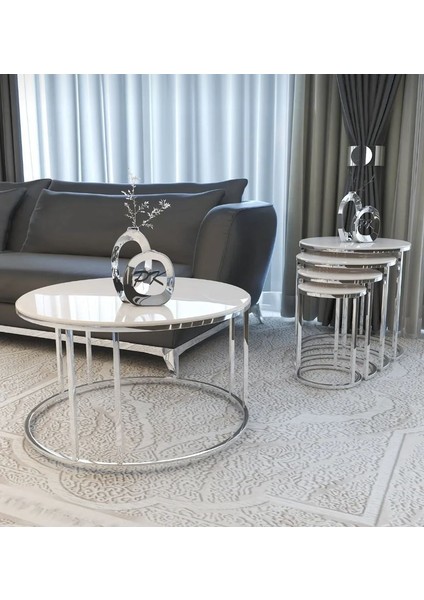 Ims Zigon Dünyası C Sehpa ve C Orta Sehpa Seti-Temperli Kırılımaz Cam