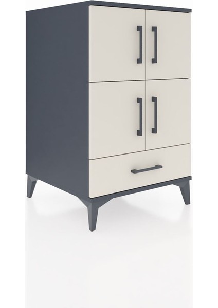 Kronos Komodin 4 Raflı Tek Çekmeceli 4 Kapaklı 60X59X96 Antrasit-Aytaşı fiyatları